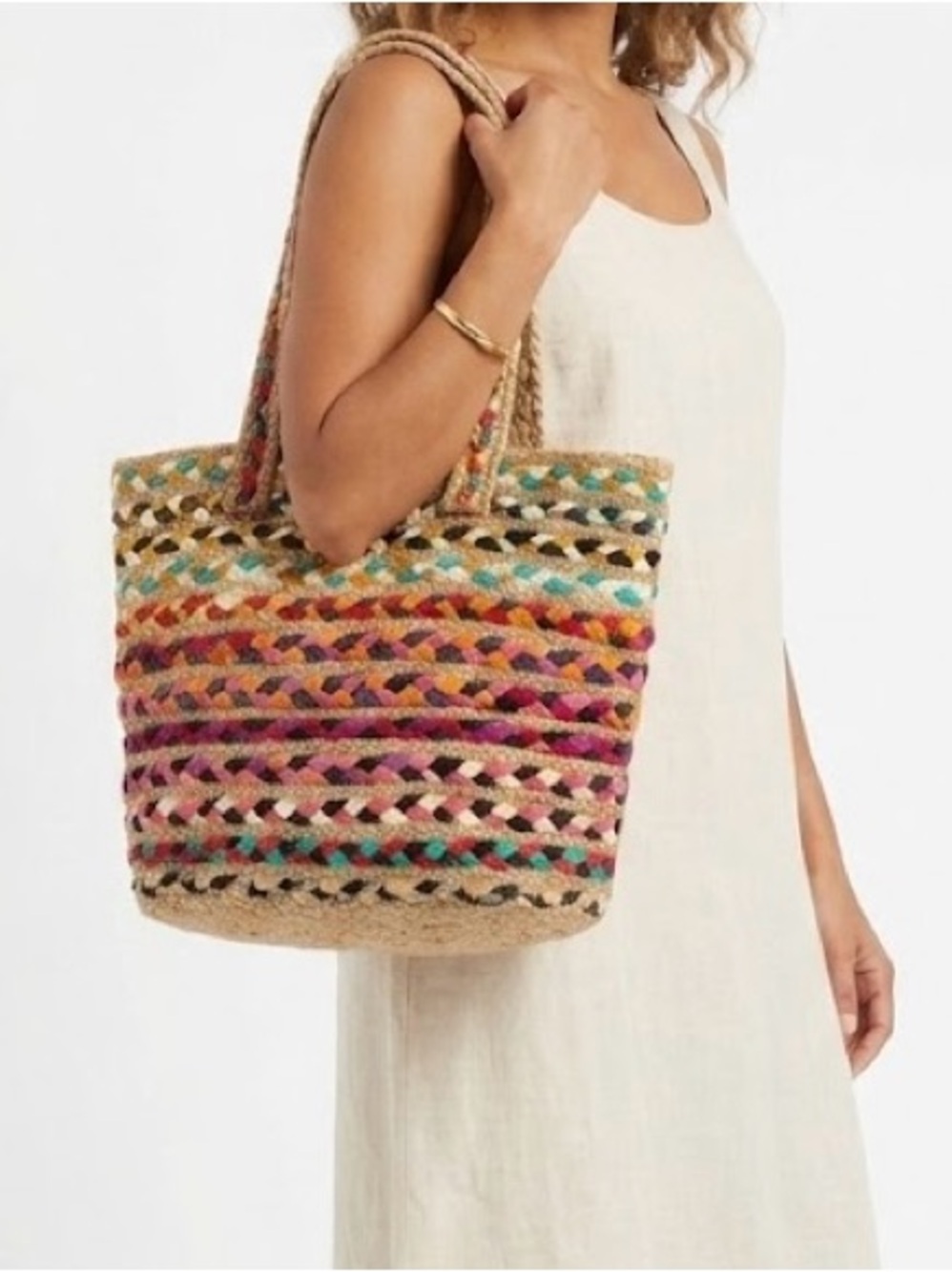 Woven Multicolor Woven Tote